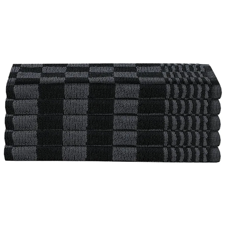Ensemble de serviettes 10 pcs noir et gris coton - 6