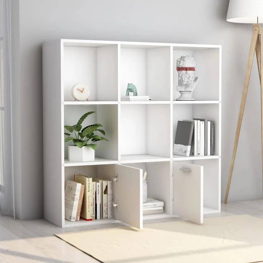 Bibliothèque Blanc 98x30x98 cm Bois d’ingénierie - 4