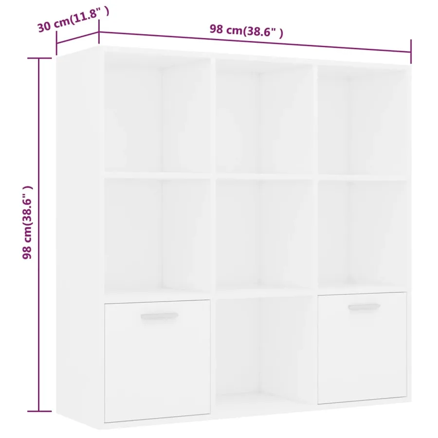 Bibliothèque Blanc 98x30x98 cm Bois d’ingénierie - 9