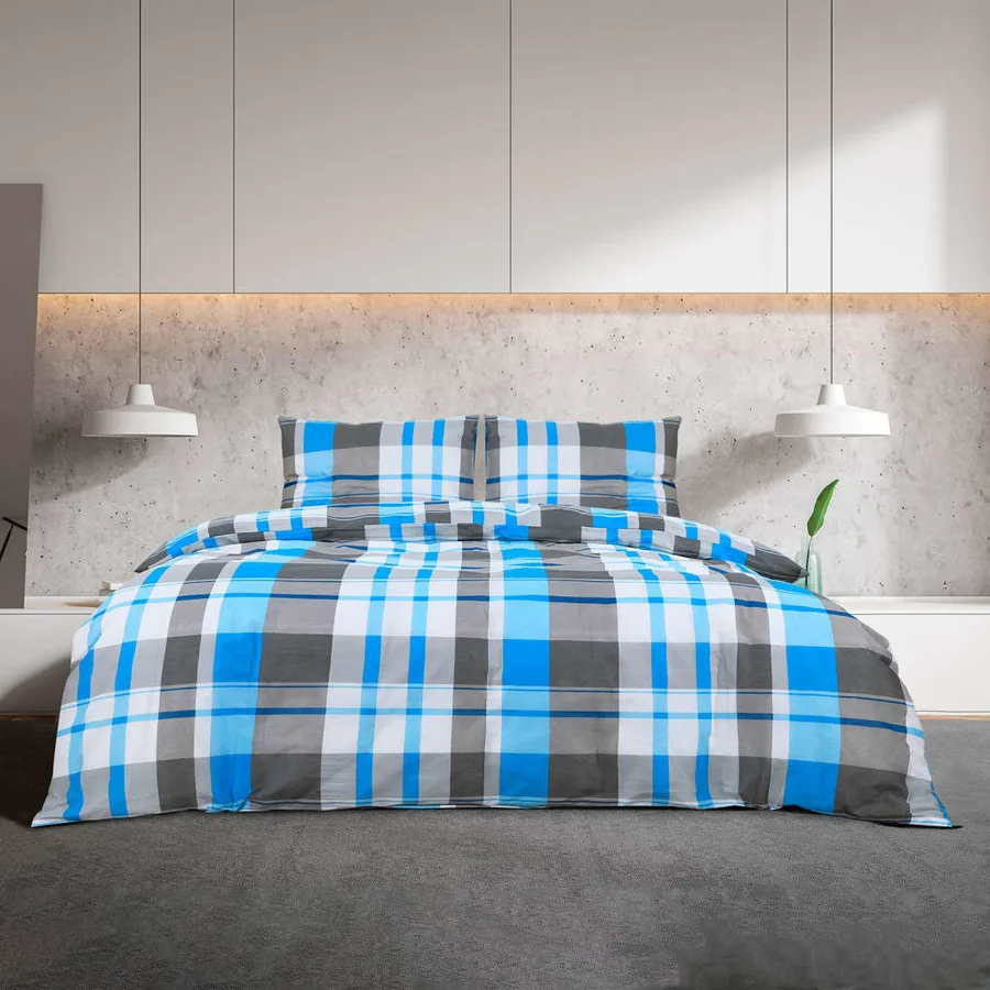 Ensemble de housse de couette Bleu et gris 140x200 cm Coton - 3