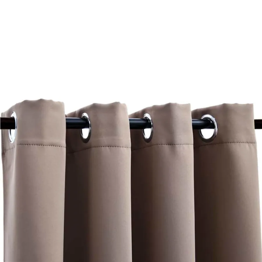Rideaux occultants avec anneaux en métal 2 pcs Taupe 140x175 cm - 3