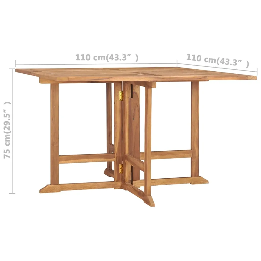Table à dîner de jardin pliable 110x110x75 cm Teck massif - 7