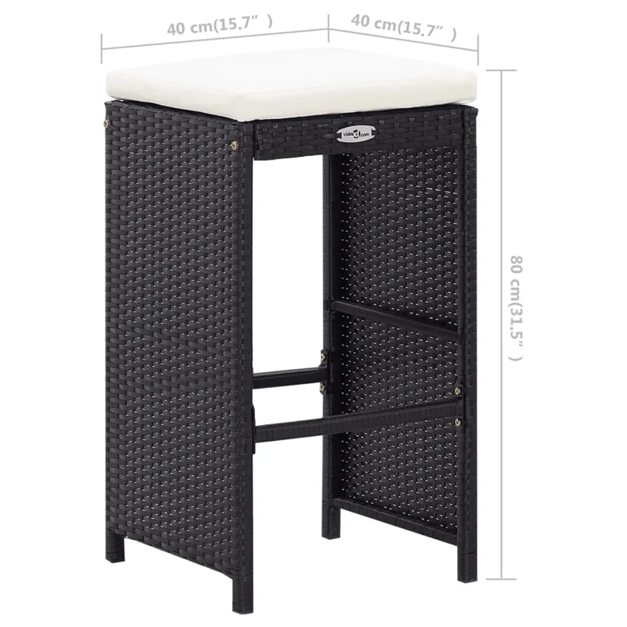Ensemble de bar d'extérieur 9 pcs Résine tressée Noir - 10