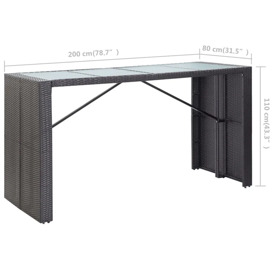 Ensemble de bar d'extérieur 9 pcs Résine tressée Noir - 11