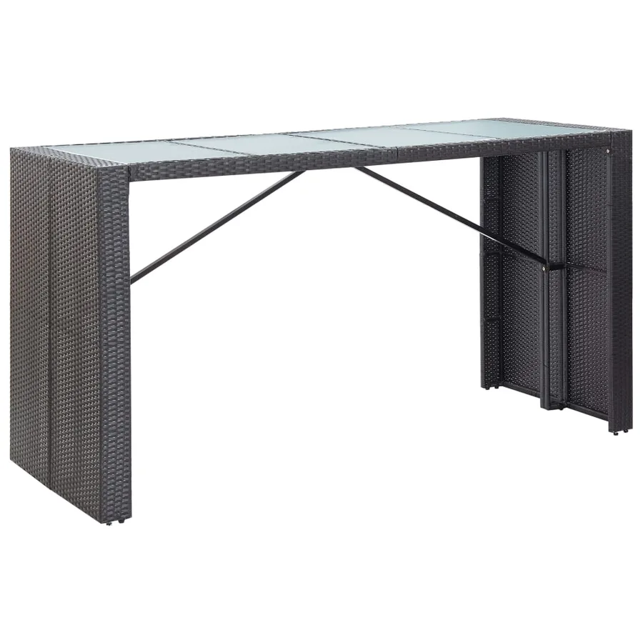 Ensemble de bar d'extérieur 9 pcs Résine tressée Noir - 2