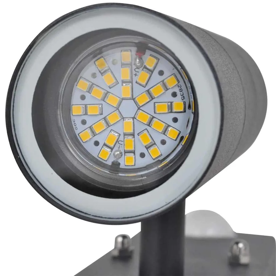 Lampe murale à LED avec capteur Inox Forme cylindrique Noir - 5