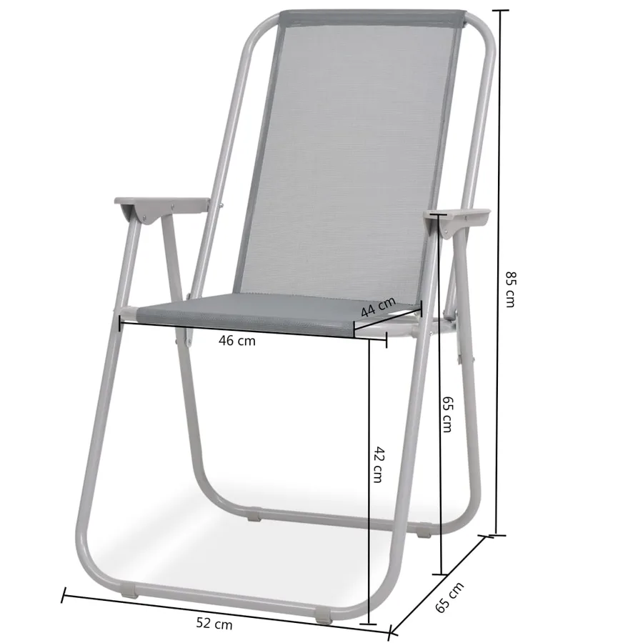 Ensemble à manger d'extérieur 6 pcs Acier et textilène Gris - 17