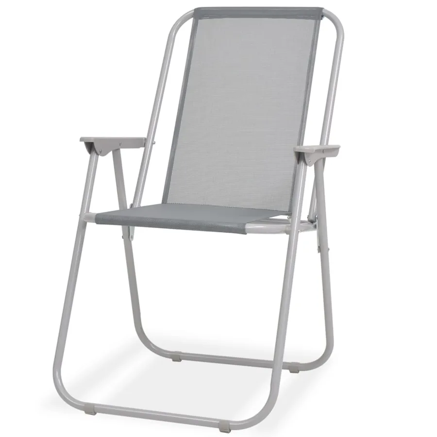 Ensemble à manger d'extérieur 6 pcs Acier et textilène Gris - 6
