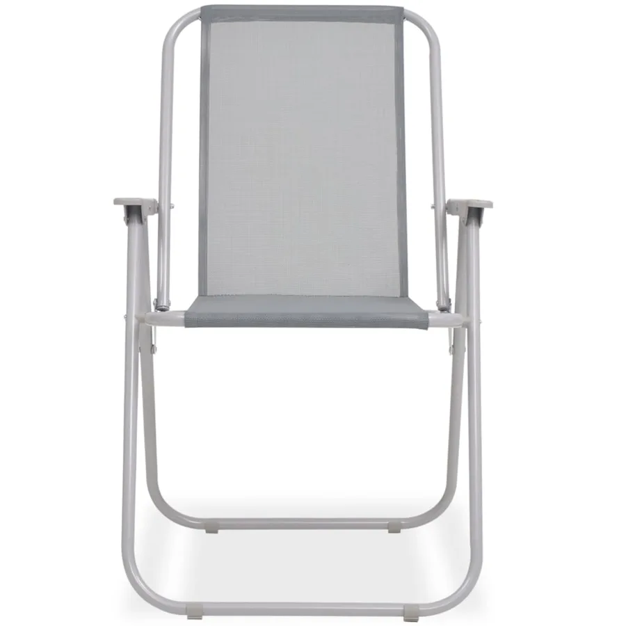 Ensemble à manger d'extérieur 6 pcs Acier et textilène Gris - 7