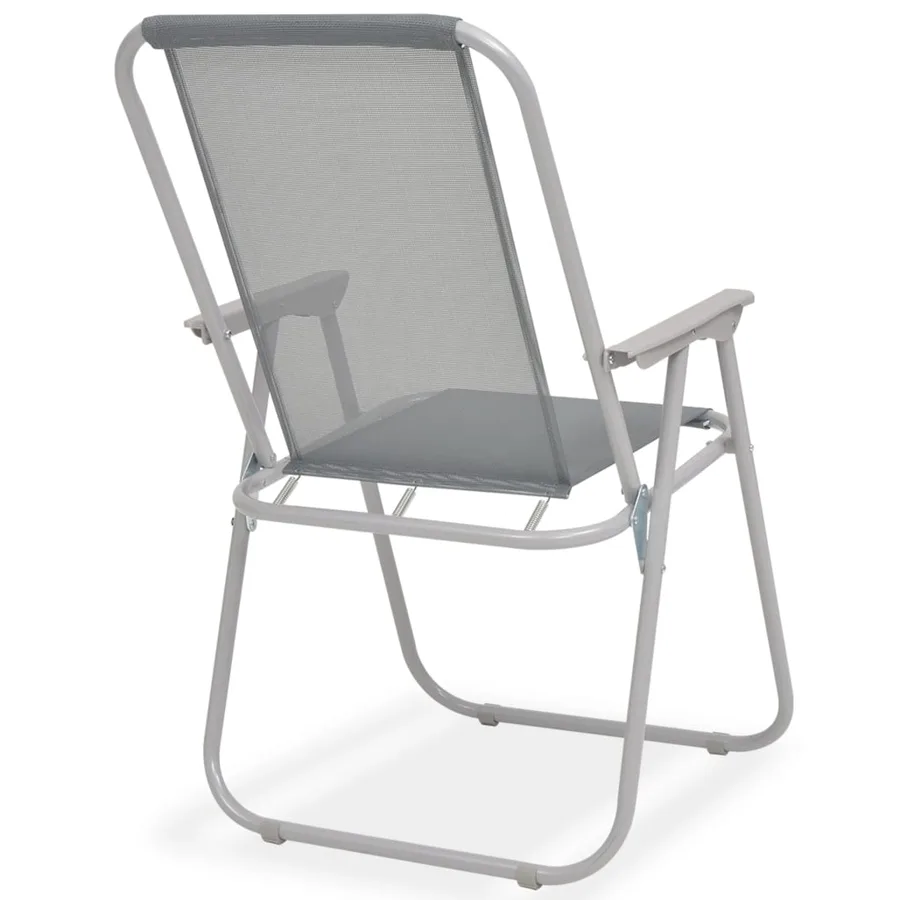Ensemble à manger d'extérieur 6 pcs Acier et textilène Gris - 9