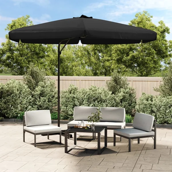 Parasol de jardin avec mât en acier 300 cm Noir