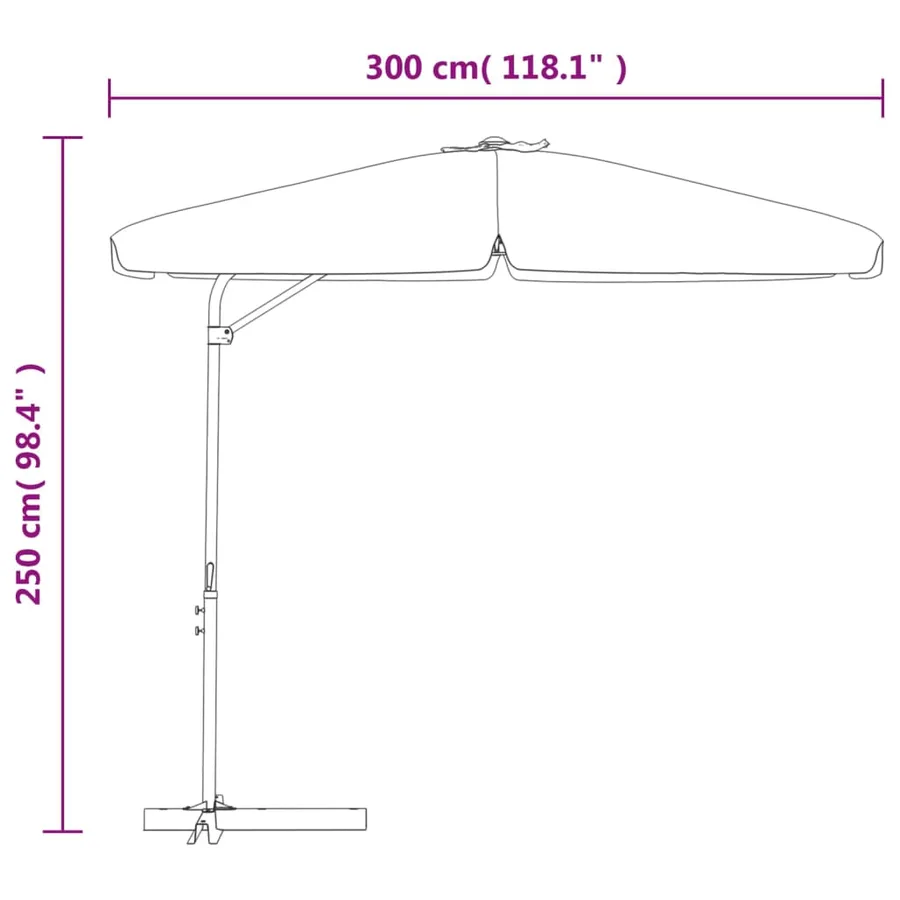 Parasol de jardin avec mât en acier 300 cm Noir - 8