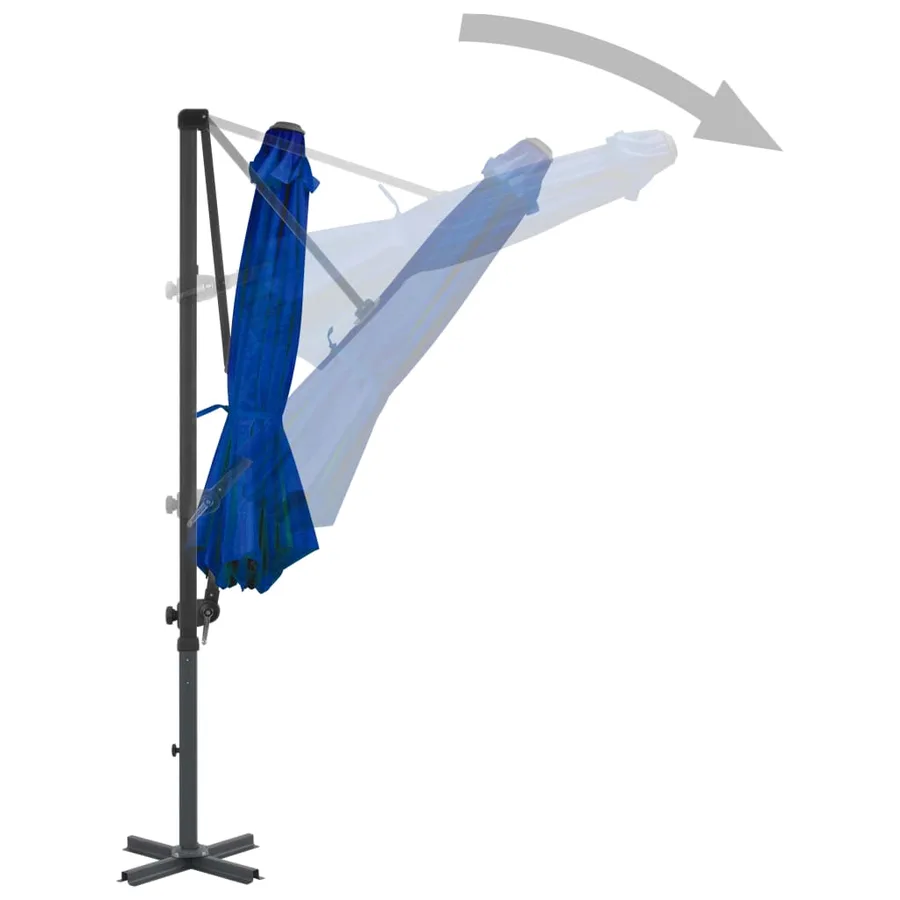 Parasol de jardin en porte-à-faux mât en aluminium bleu azuré - 4