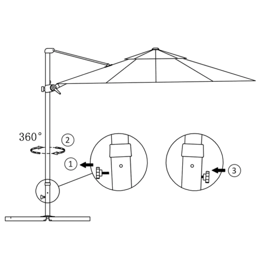 Parasol de jardin en porte-à-faux mât en aluminium bleu azuré - 7