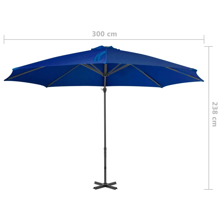 Parasol de jardin en porte-à-faux mât en aluminium bleu azuré - 8