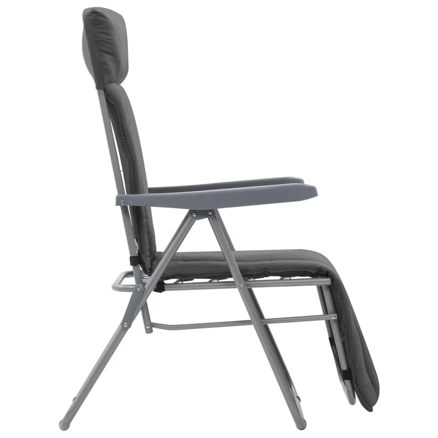 Chaises pliables de jardin avec coussins lot de 2 Gris - 5
