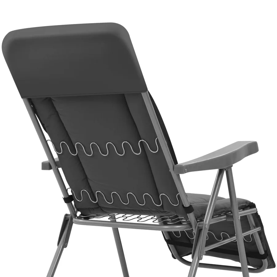Chaises pliables de jardin avec coussins lot de 2 Gris - 6