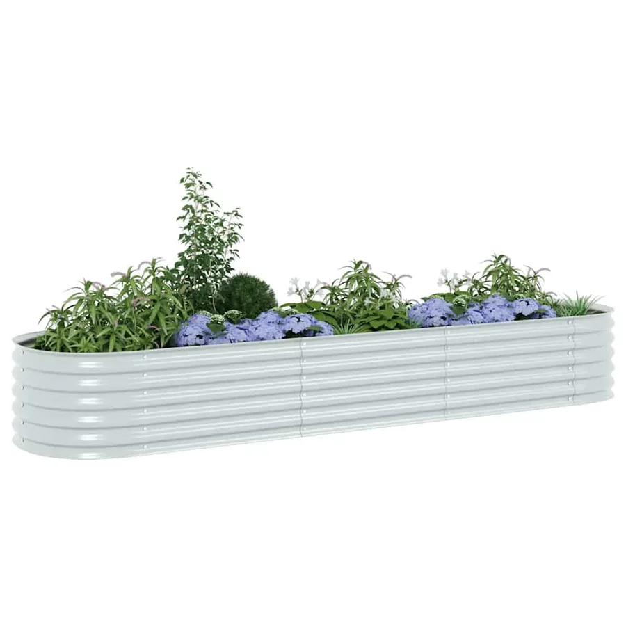 Lit surélevé de jardin 320x80x44 cm Acier galvanisé Argenté - 4
