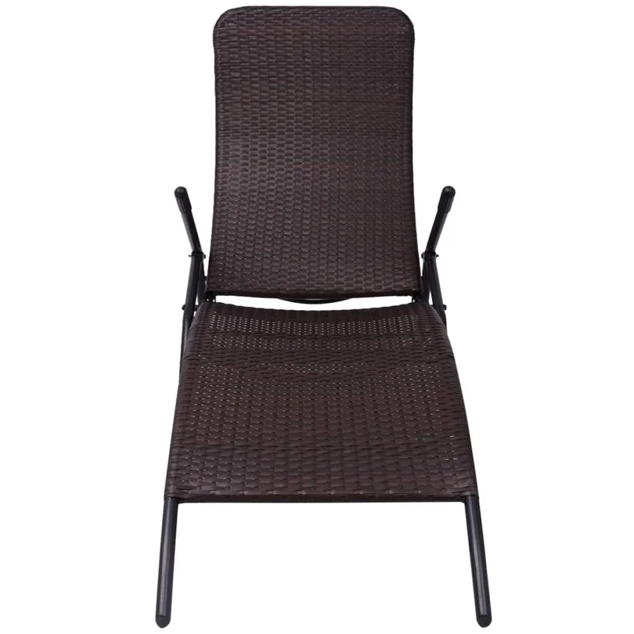 Chaise longue pliable résine tressée marron - 2