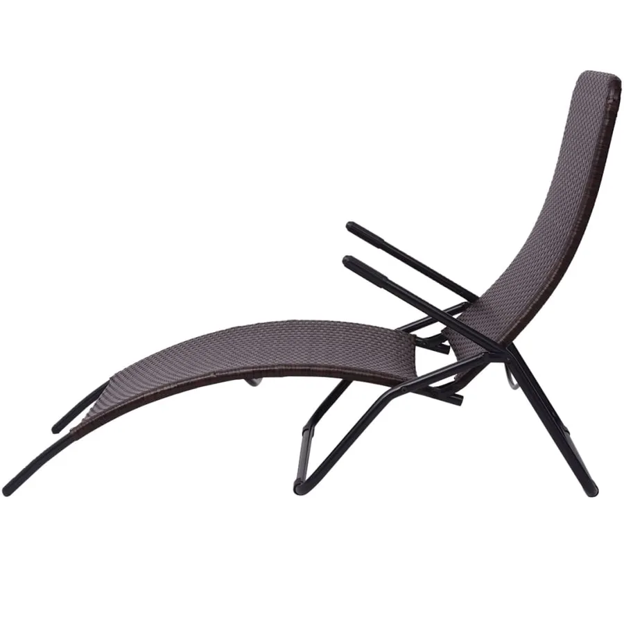 Chaise longue pliable résine tressée marron - 3