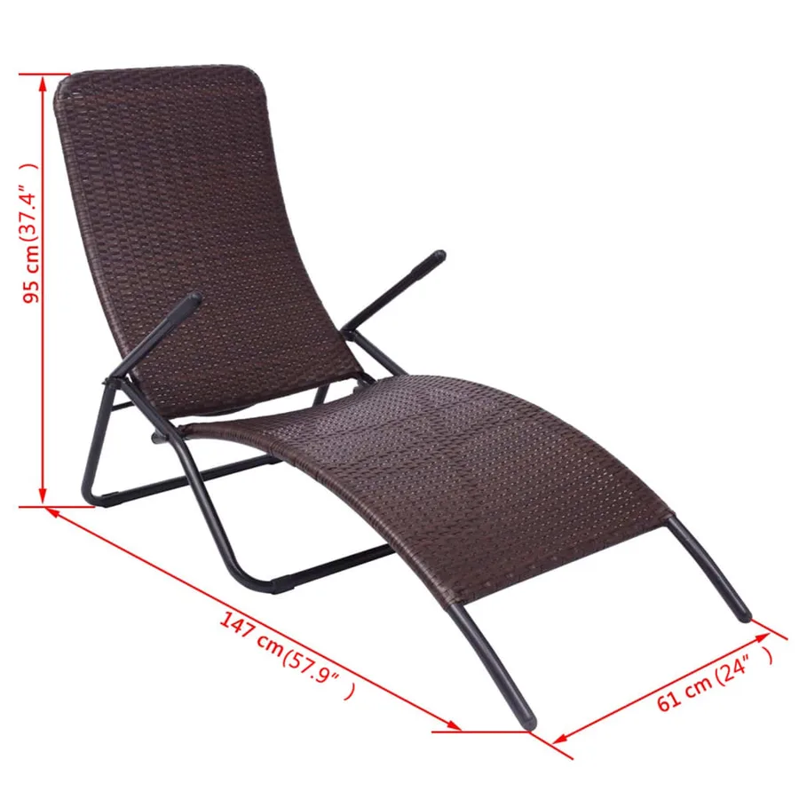 Chaise longue pliable résine tressée marron - 6