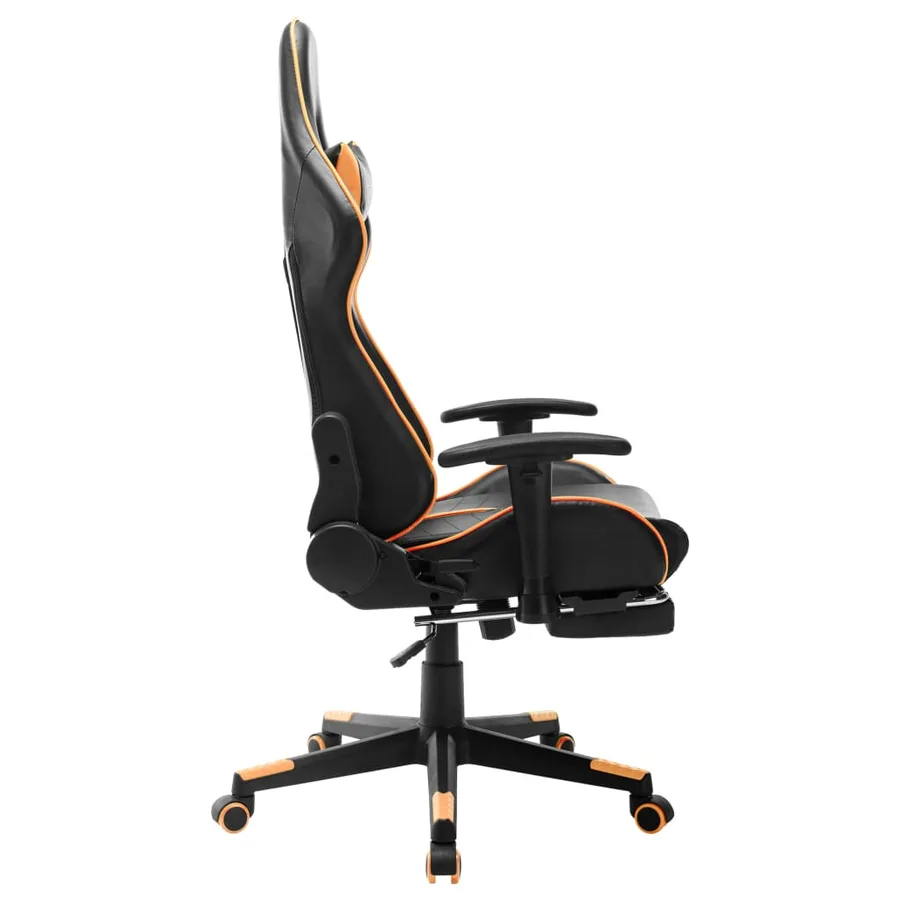 Chaise de jeu avec repose-pied Noir et orange Cuir artificiel - 3