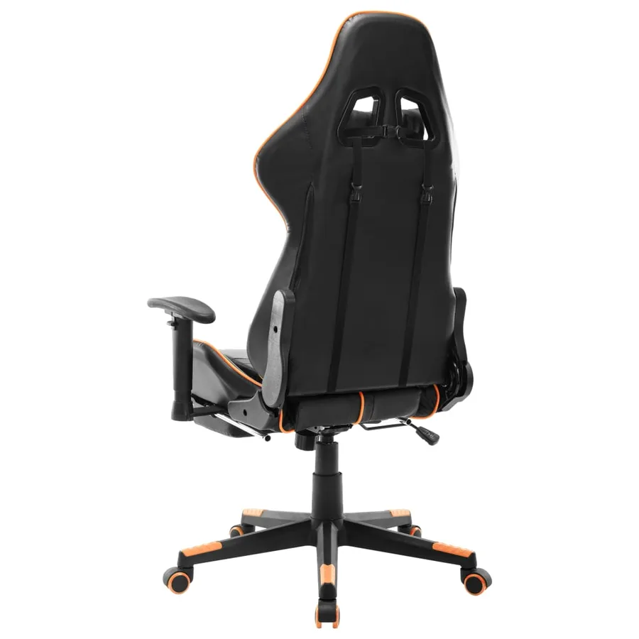 Chaise de jeu avec repose-pied Noir et orange Cuir artificiel - 4