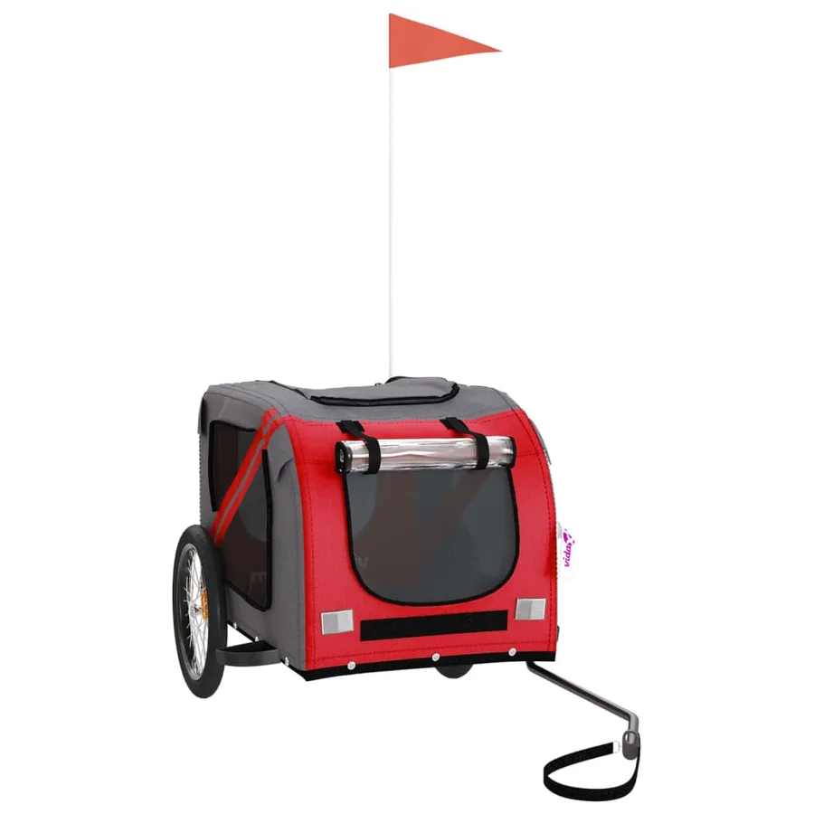 Remorque de vélo pour animaux de compagnie rouge et gris - 2