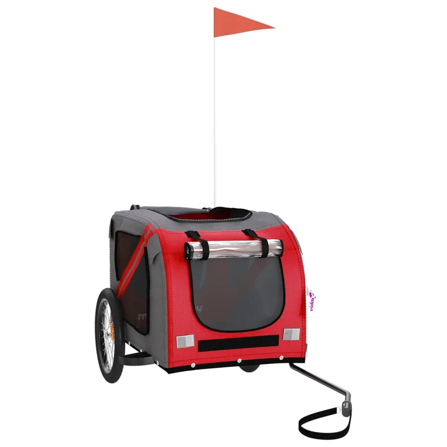 Remorque de vélo pour animaux de compagnie rouge et gris - 3