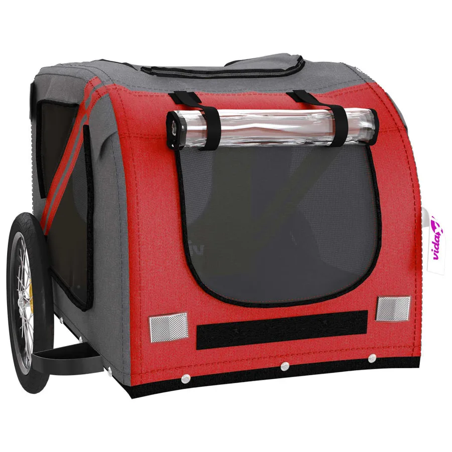Remorque de vélo pour animaux de compagnie rouge et gris - 5