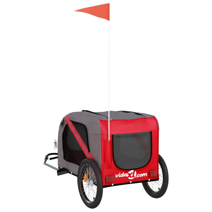 Remorque de vélo pour animaux de compagnie rouge et gris - 8
