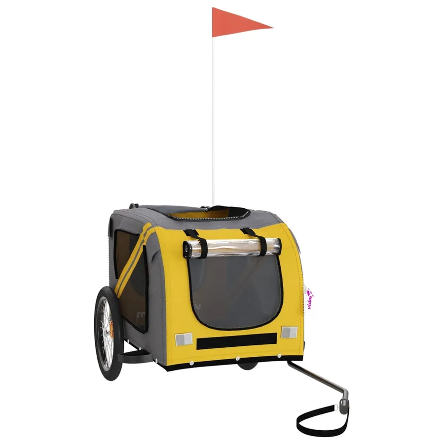 Remorque de vélo pour animaux de compagnie jaune et gris - 3