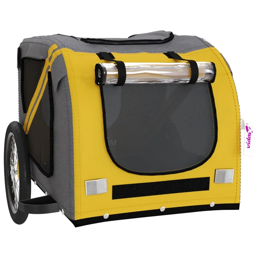 Remorque de vélo pour animaux de compagnie jaune et gris - 5