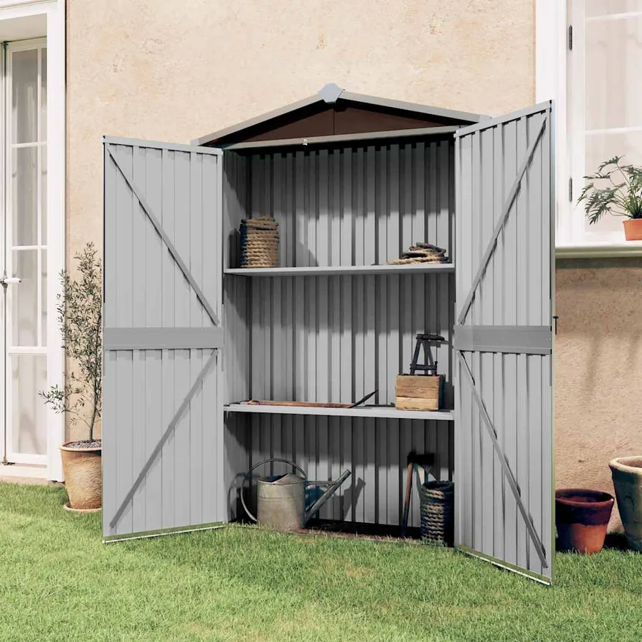 Abri de jardin Marron 116x45x175 cm Métal galvanisé