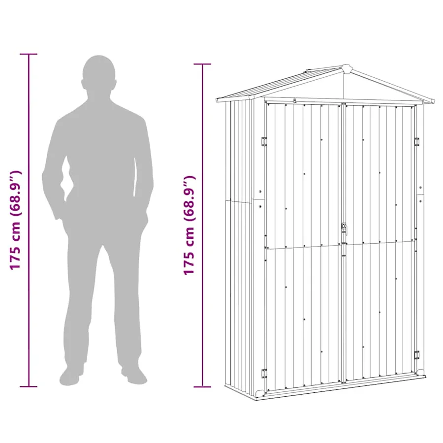 Abri de jardin Marron 116x45x175 cm Métal galvanisé - 10