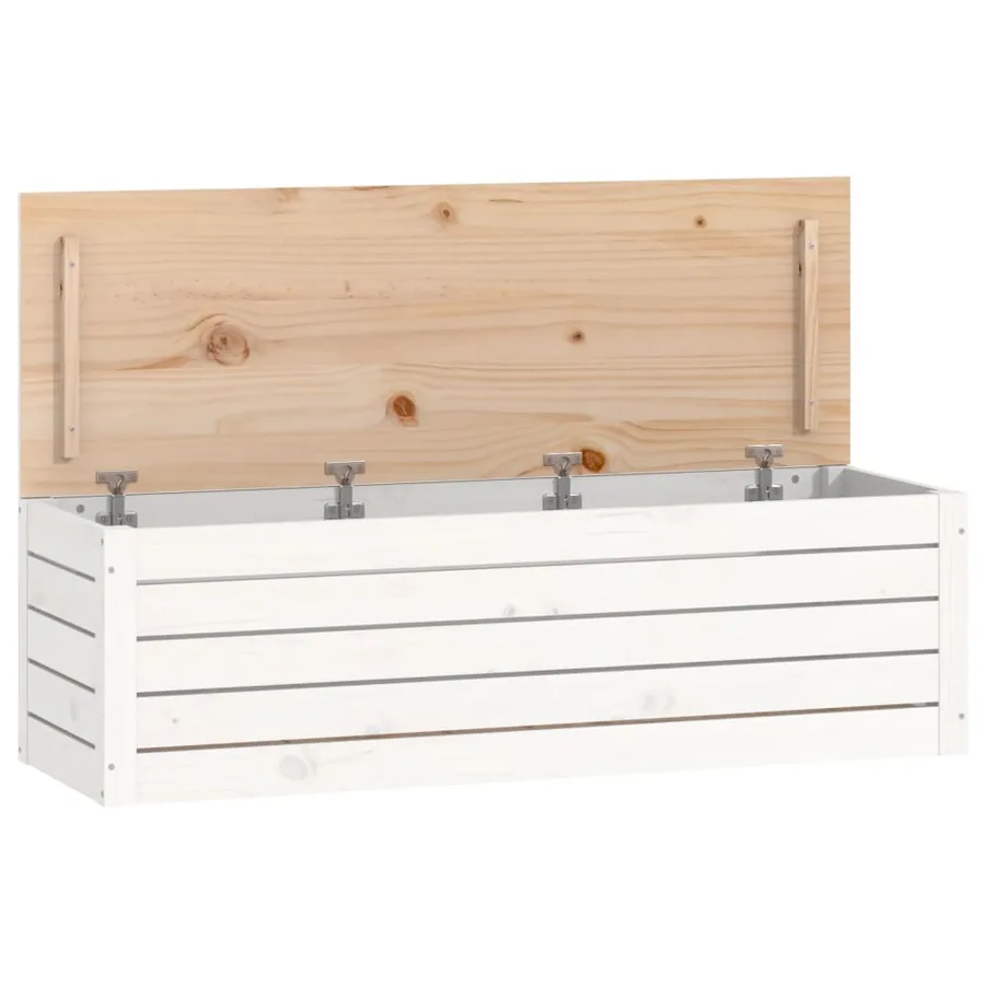 Boîte de rangement Blanc 109x36,5x33 cm Bois massif de pin - 2