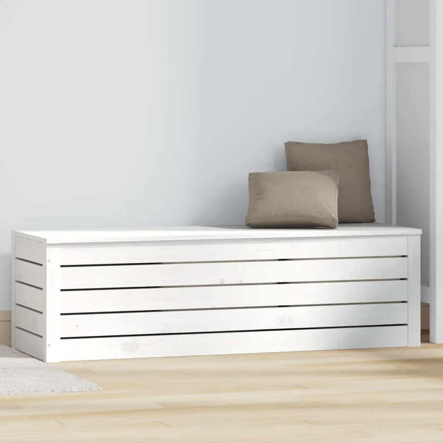 Boîte de rangement Blanc 109x36,5x33 cm Bois massif de pin - 3