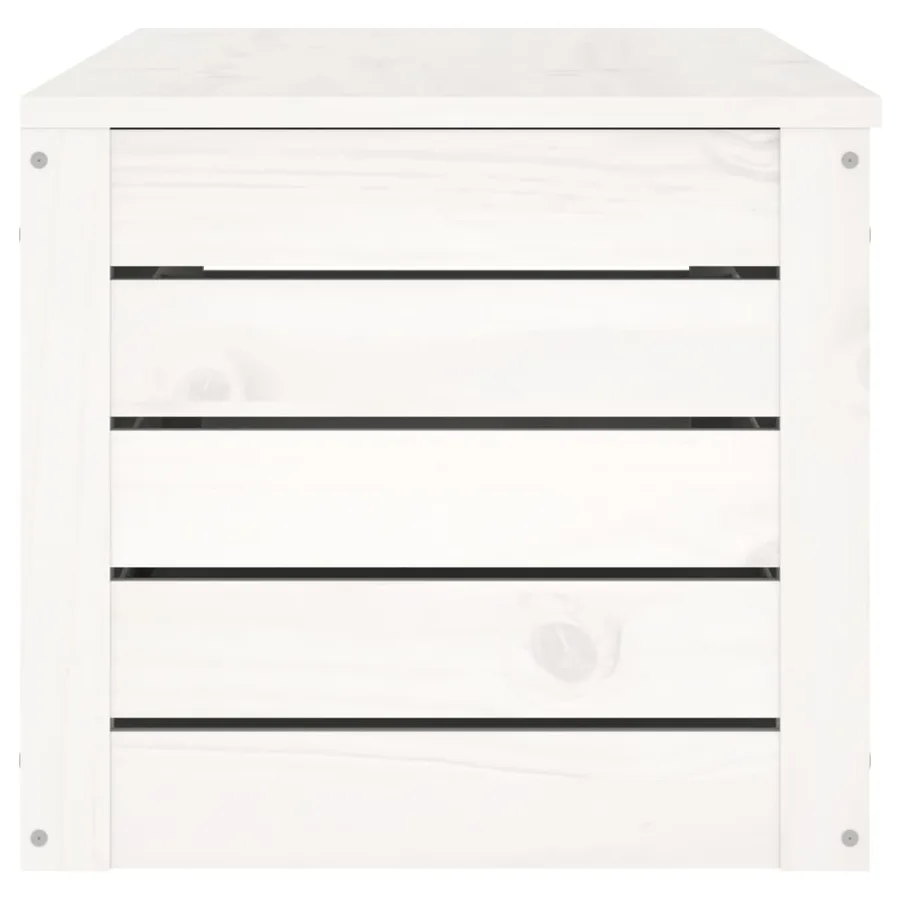 Boîte de rangement Blanc 109x36,5x33 cm Bois massif de pin - 6