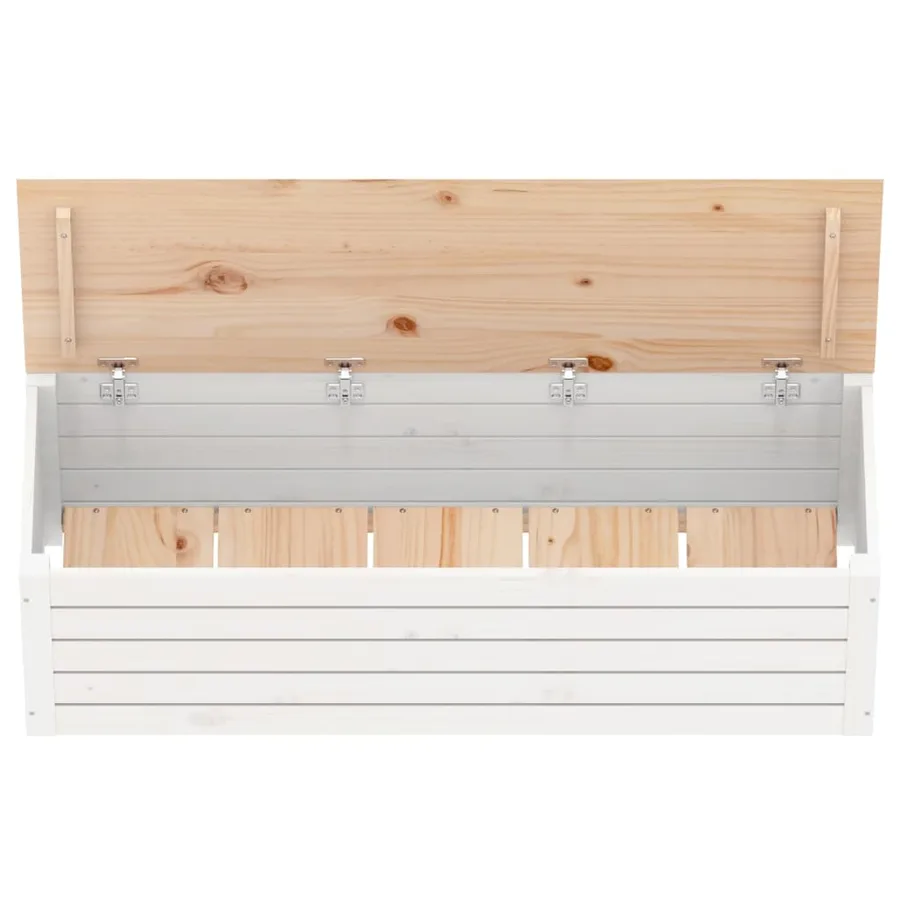 Boîte de rangement Blanc 109x36,5x33 cm Bois massif de pin - 7