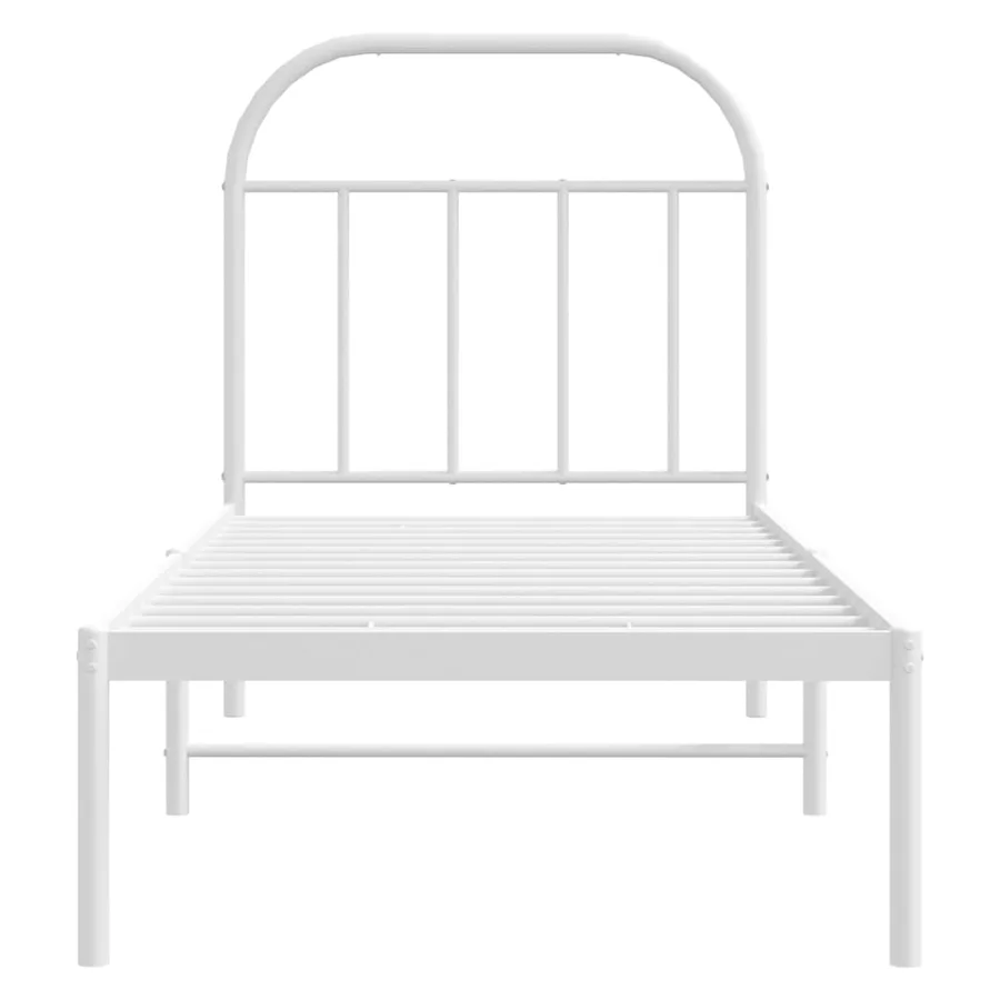 Cadre de lit métal sans matelas avec tête de lit blanc 75x190cm - 6