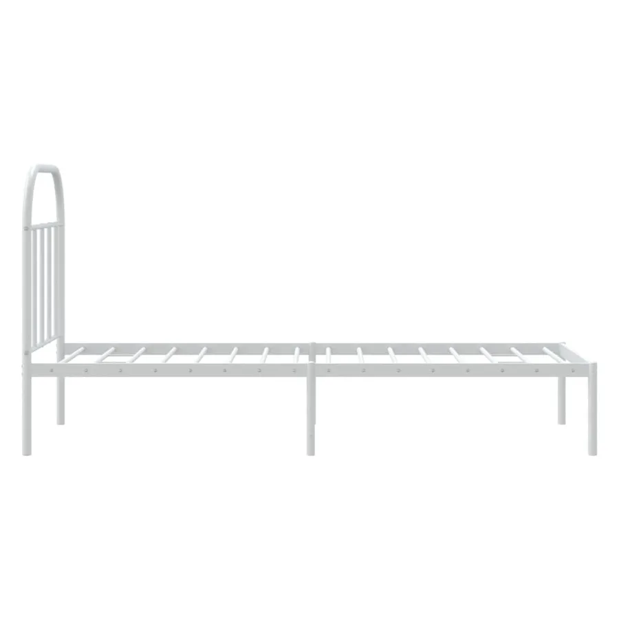 Cadre de lit métal sans matelas avec tête de lit blanc 75x190cm - 7