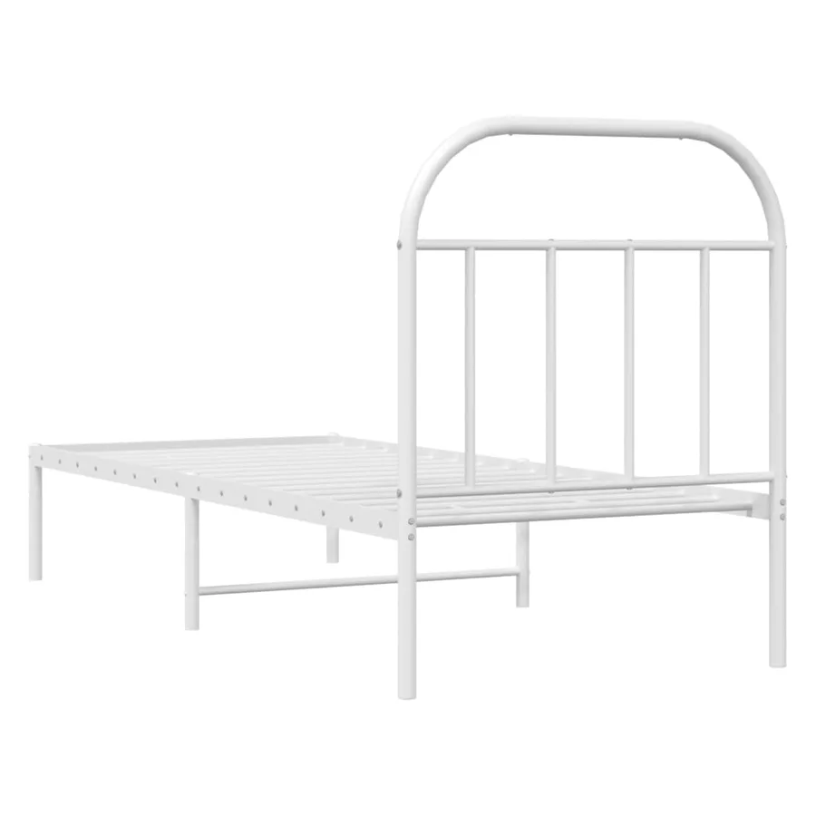 Cadre de lit métal sans matelas avec tête de lit blanc 75x190cm - 8