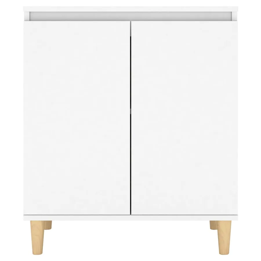 Buffet avec pieds en bois massif blanc bois d'ingénierie - 5