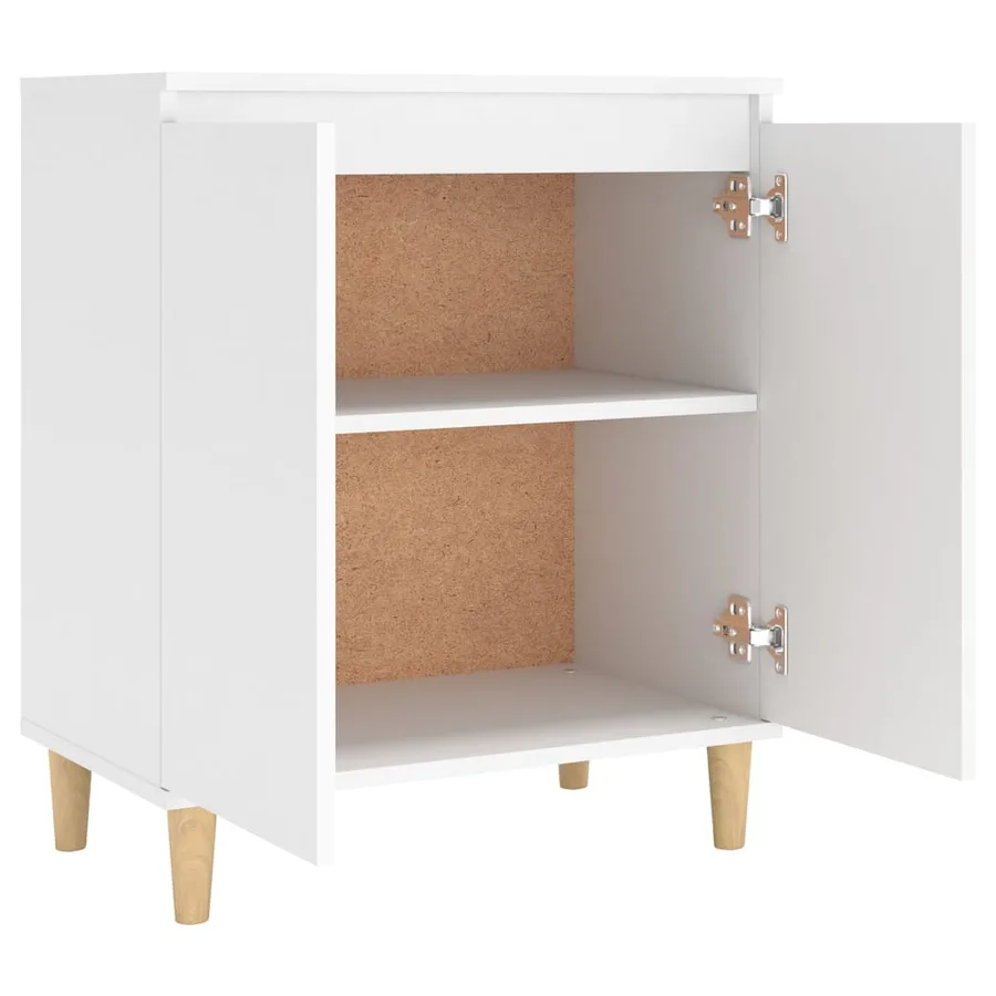 Buffet avec pieds en bois massif blanc bois d'ingénierie - 7