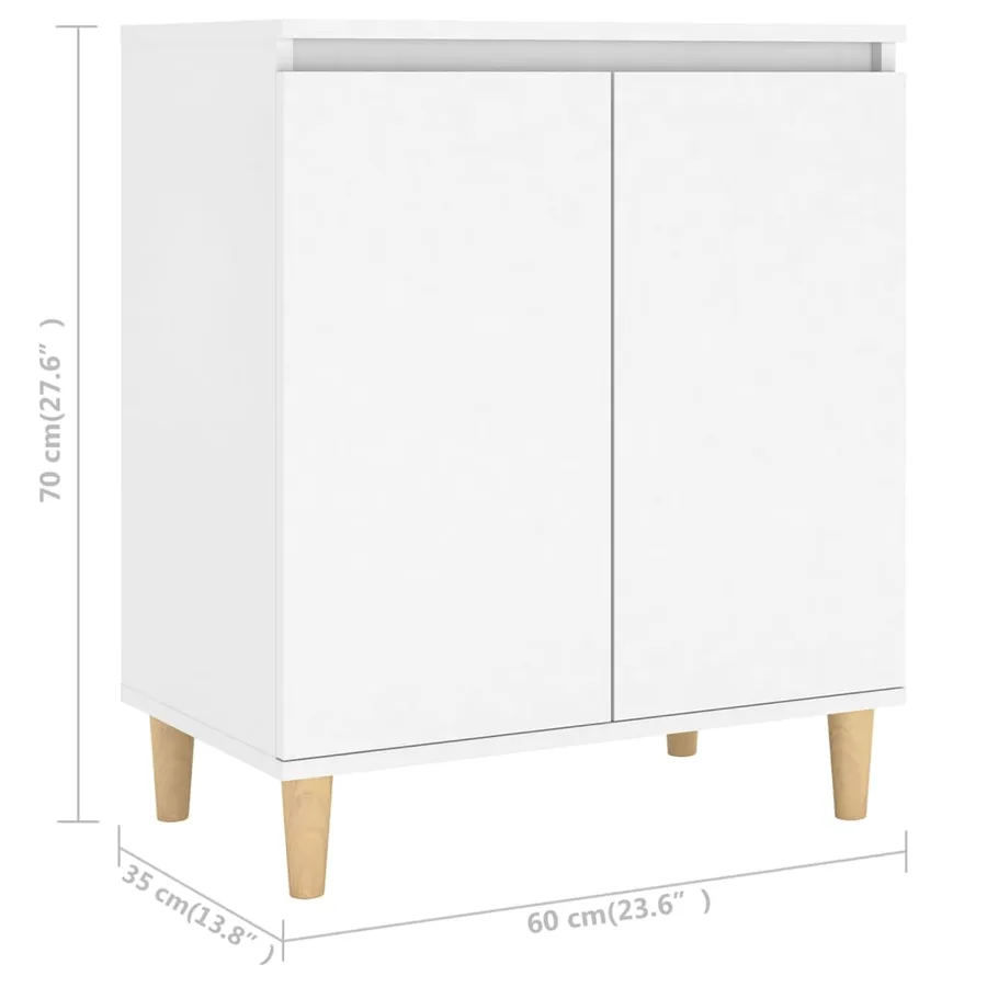 Buffet avec pieds en bois massif blanc bois d'ingénierie - 8