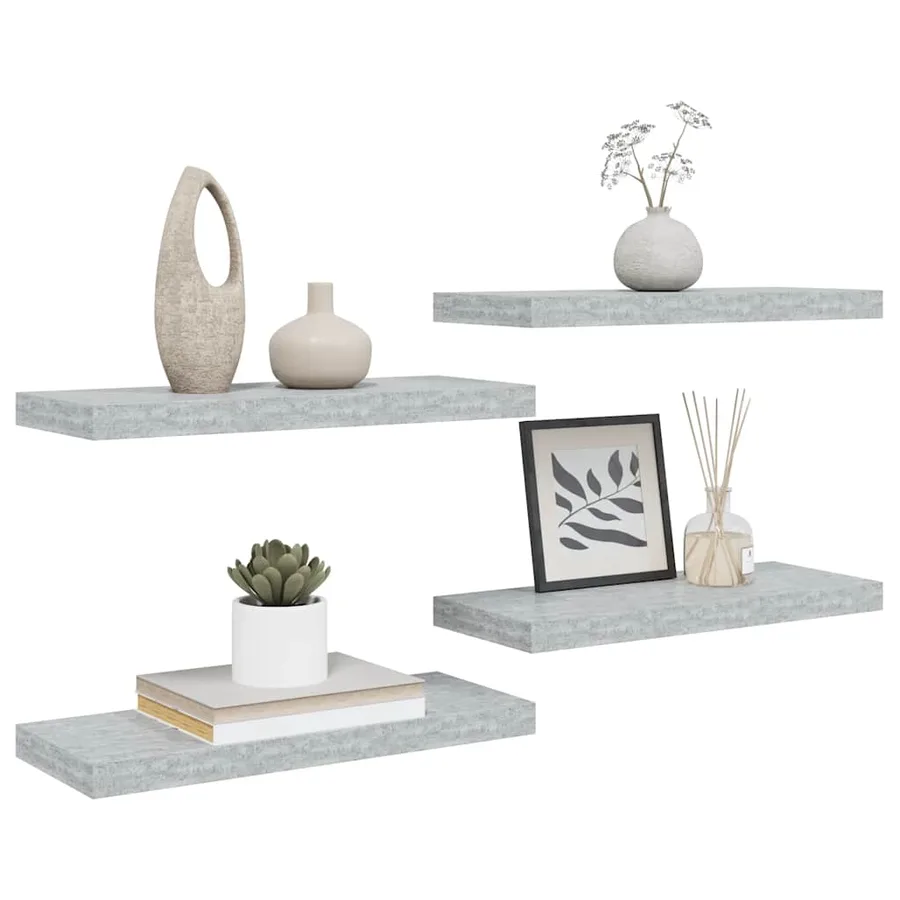 Étagères murales flottantes 4 pcs gris béton 60x23,5x3,8 cm MDF - 5