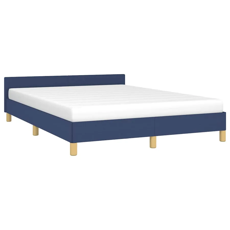 Cadre de lit avec tête de lit sans matelas bleu 140x190cm tissu - 3