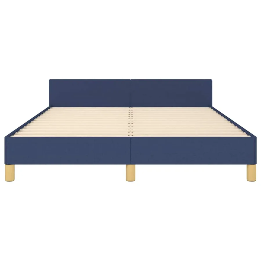 Cadre de lit avec tête de lit sans matelas bleu 140x190cm tissu - 5