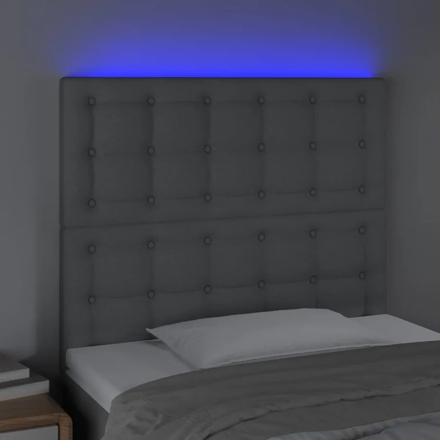 Tête de lit à LED Gris clair 80x5x118/128 cm Tissu - 3