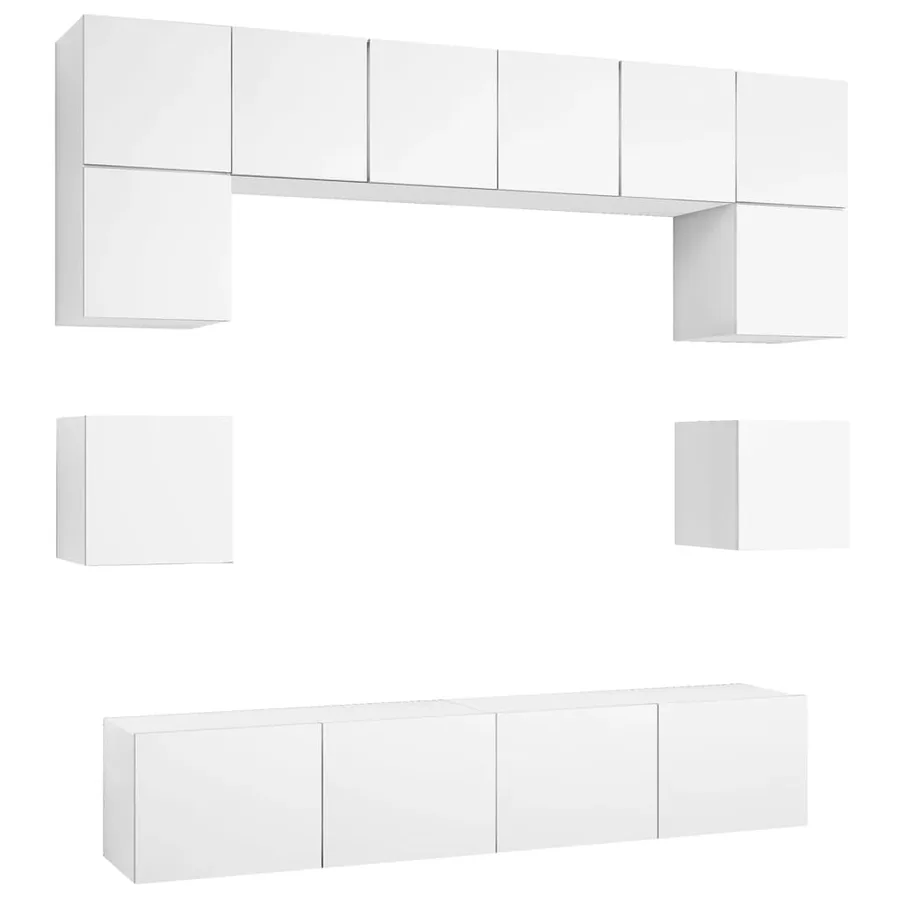 Ensemble de meubles TV 8 pcs Blanc Bois d'ingénierie - 2